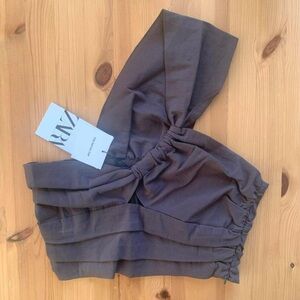 NWT ZARA LINEN BLEND CROP TOP